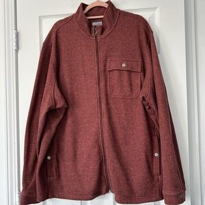 Duluth Trading Co. Men's 2XL Knit Sweater Jacket Red Maroon Full Zip Pockets EUC
